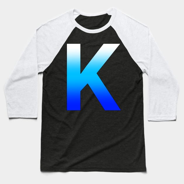 Blue Letter K Baseball T-Shirt by JennaBunnies